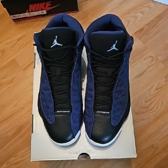 Navy Blue and Black Jordan Sneakers - Picture 1 of 8